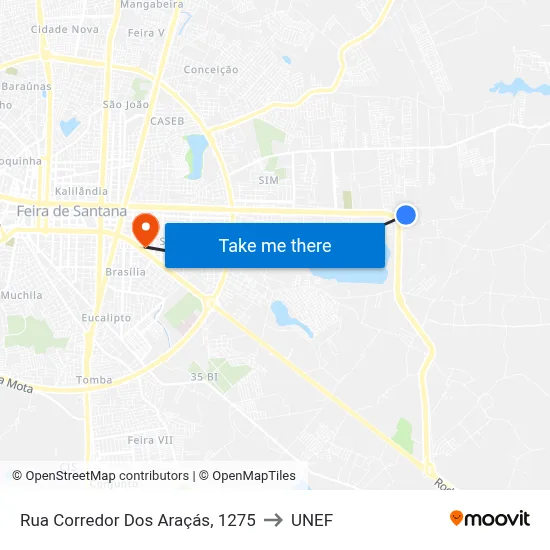 Rua Corredor Dos Araçás, 1275 to UNEF map