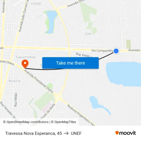 Travessa Nova Esperanca, 45 to UNEF map