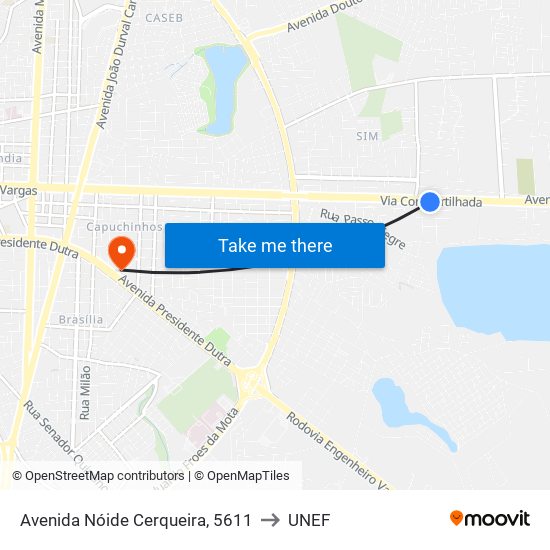 Avenida Nóide Cerqueira, 5611 to UNEF map