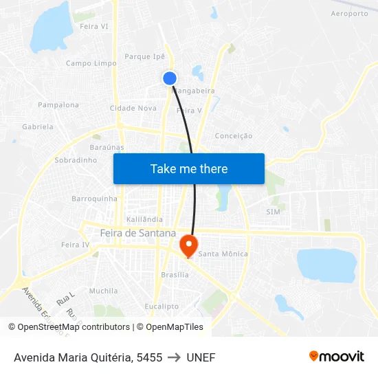 Avenida Maria Quitéria, 5455 to UNEF map