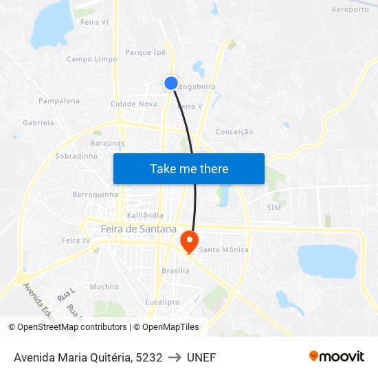 Avenida Maria Quitéria, 5232 to UNEF map