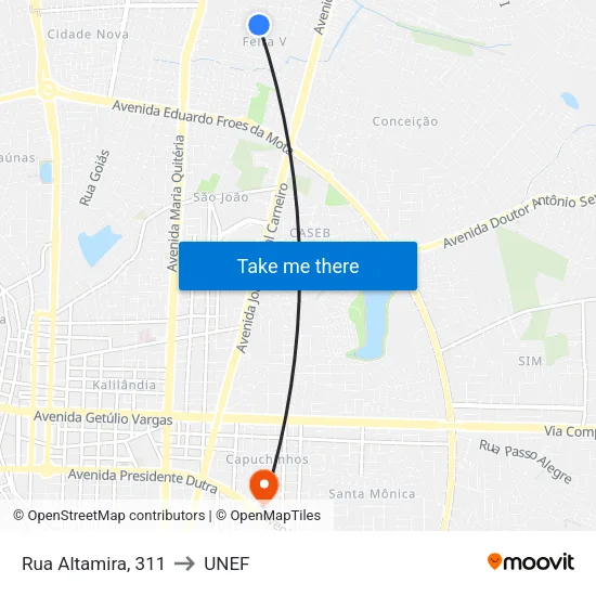 Rua Altamira, 311 to UNEF map