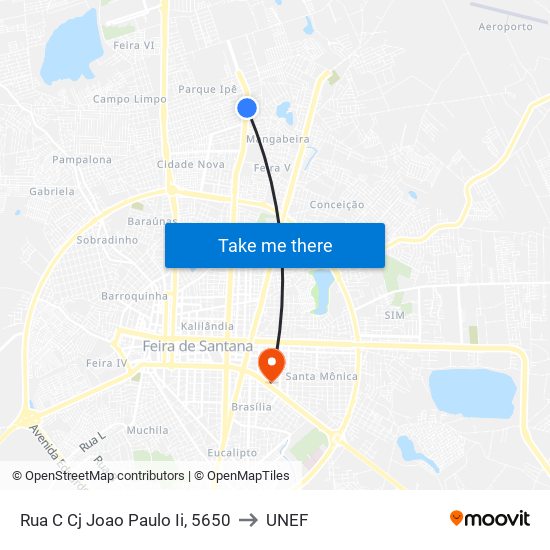 Rua C Cj Joao Paulo Ii, 5650 to UNEF map