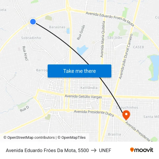 Avenida Eduardo Fróes Da Mota, 5500 to UNEF map