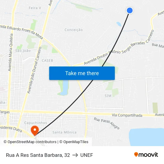Rua A Res Santa Barbara, 32 to UNEF map