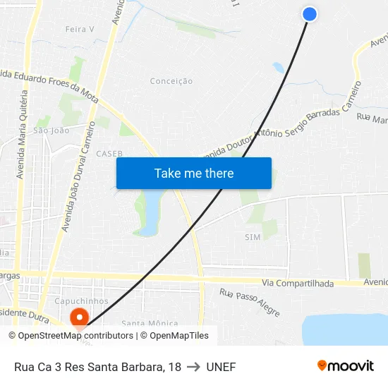 Rua Ca 3 Res Santa Barbara, 18 to UNEF map