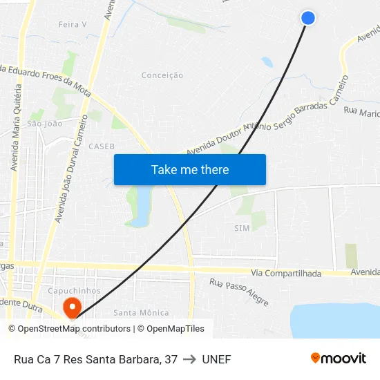 Rua Ca 7 Res Santa Barbara, 37 to UNEF map