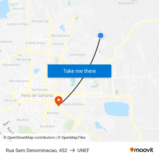 Rua Sem Denominacao, 452 to UNEF map