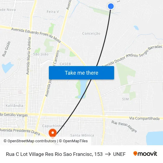 Rua C Lot Village Res Rio Sao Francisc, 153 to UNEF map