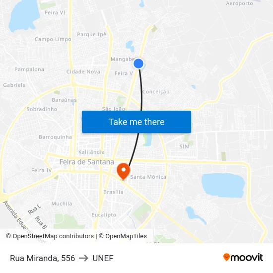Rua Miranda, 556 to UNEF map