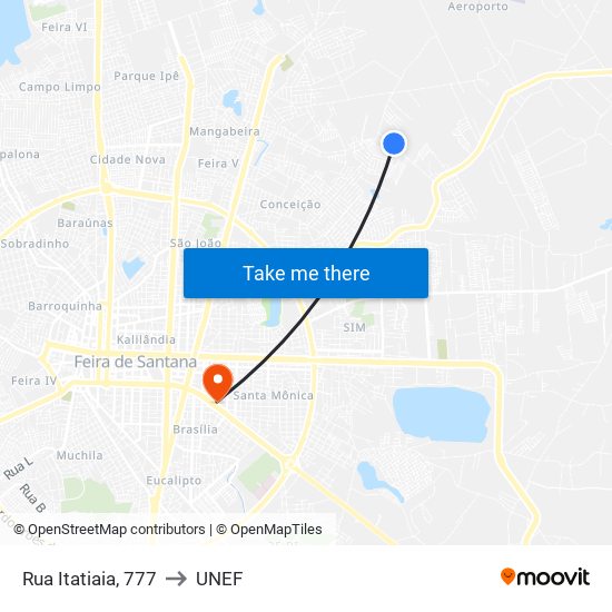 Rua Itatiaia, 777 to UNEF map