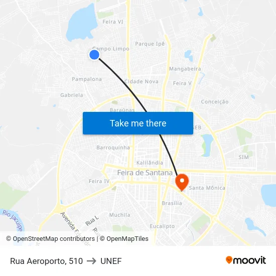 Rua Aeroporto, 510 to UNEF map