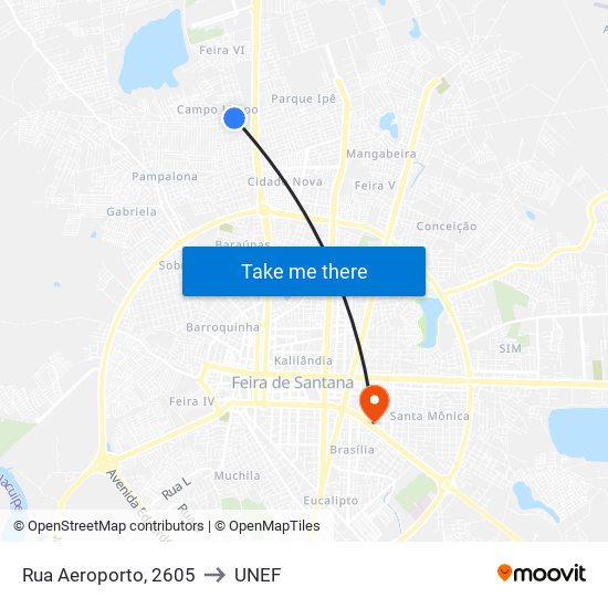 Rua Aeroporto, 2605 to UNEF map