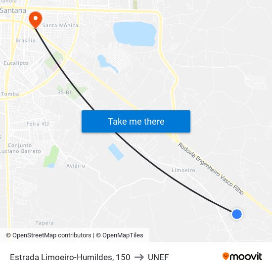 Estrada Limoeiro-Humildes, 150 to UNEF map