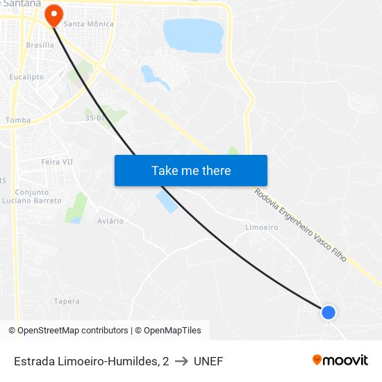 Estrada Limoeiro-Humildes, 2 to UNEF map