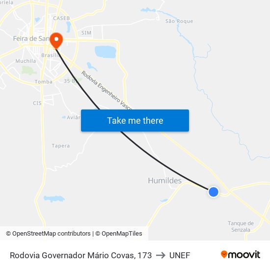Rodovia Governador Mário Covas, 173 to UNEF map