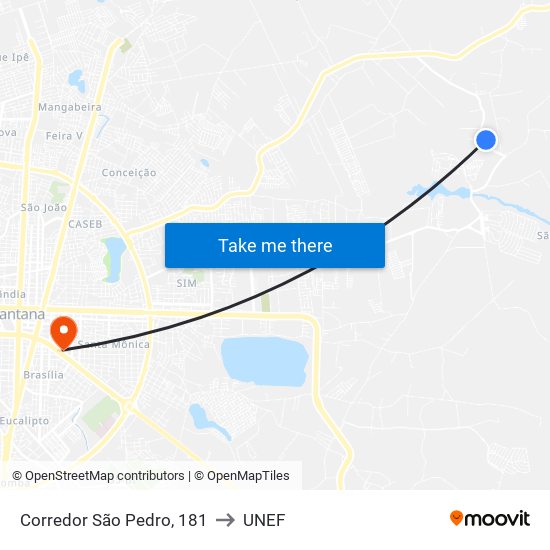 Corredor São Pedro, 181 to UNEF map