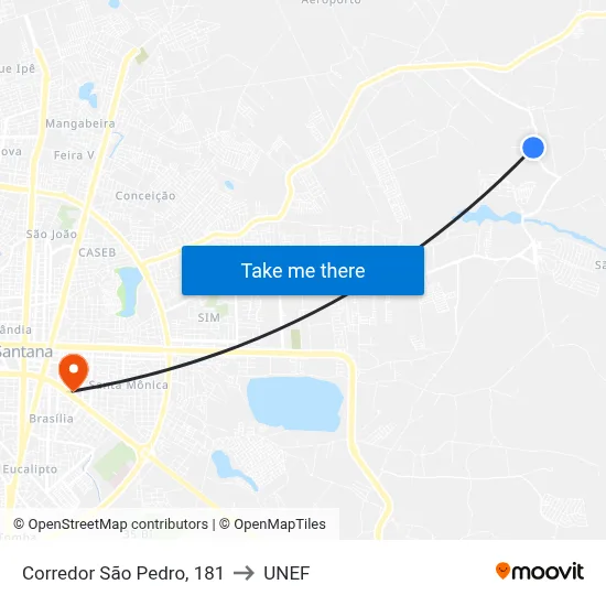 Corredor São Pedro, 181 to UNEF map