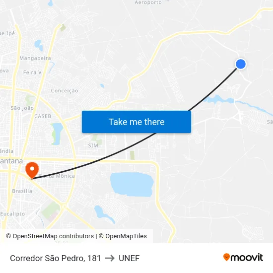 Corredor São Pedro, 181 to UNEF map