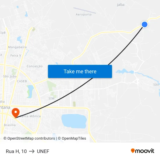 Rua H, 10 to UNEF map