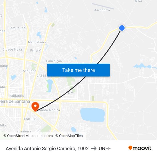 Avenida Antonio Sergio Carneiro, 1002 to UNEF map