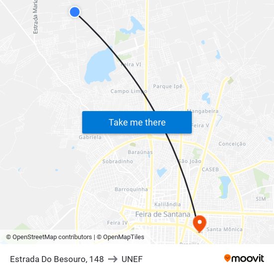 Estrada Do Besouro, 148 to UNEF map