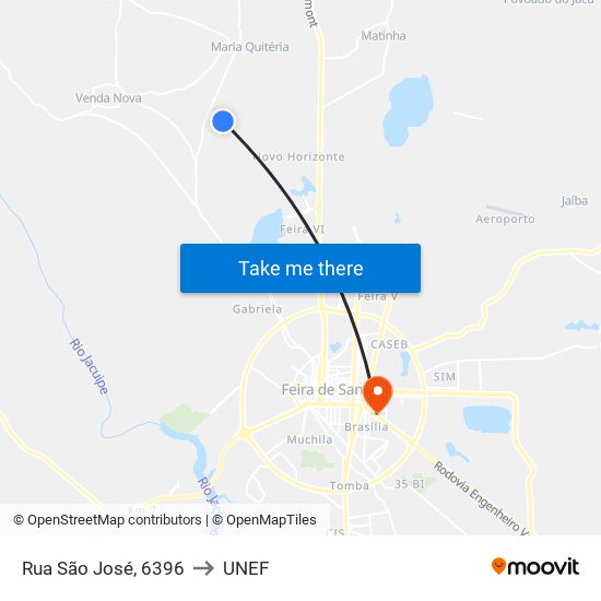 Rua São José, 6396 to UNEF map