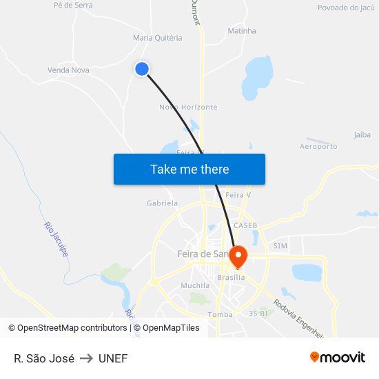 R. São José to UNEF map