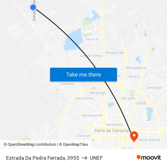 Estrada Da Pedra Ferrada, 3955 to UNEF map