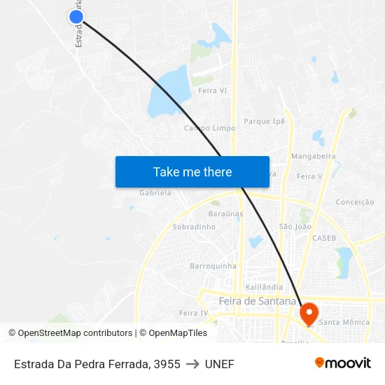 Estrada Da Pedra Ferrada, 3955 to UNEF map