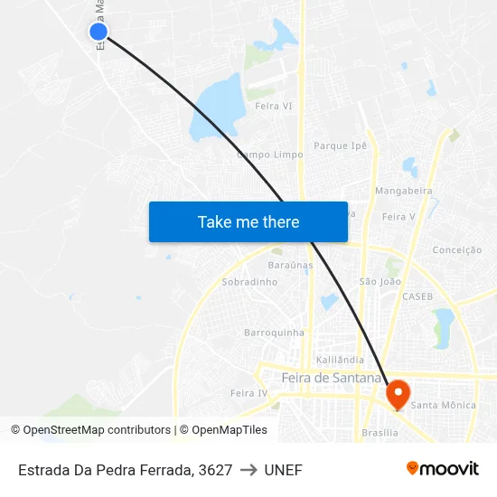 Estrada Da Pedra Ferrada, 3627 to UNEF map