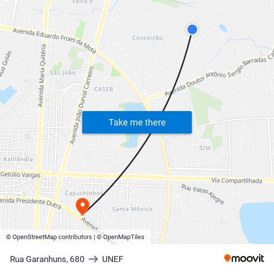 Rua Garanhuns, 680 to UNEF map