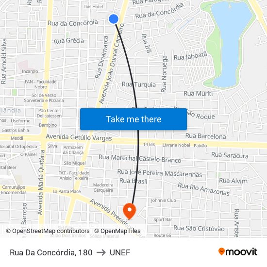 Rua Da Concórdia, 180 to UNEF map