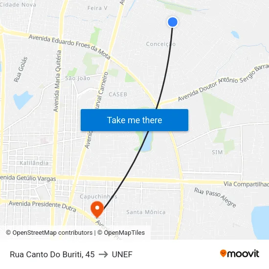 Rua Canto Do Buriti, 45 to UNEF map
