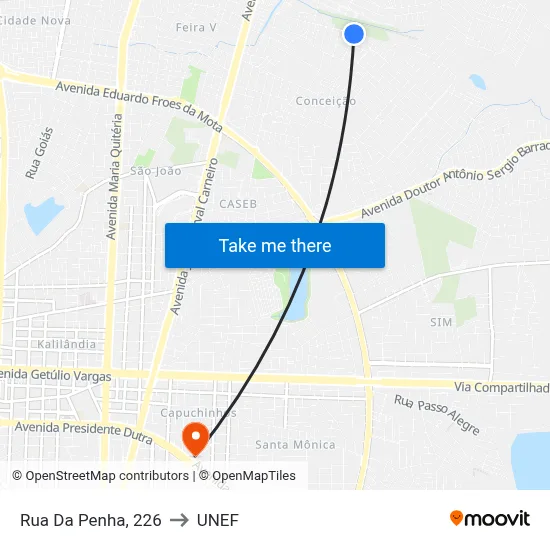 Rua Da Penha, 226 to UNEF map