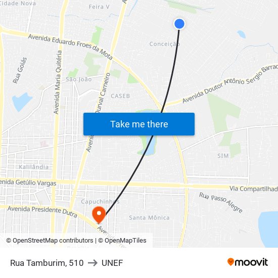 Rua Tamburim, 510 to UNEF map
