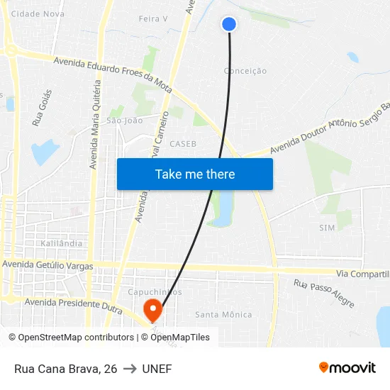 Rua Cana Brava, 26 to UNEF map