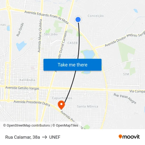 Rua Calamar, 38a to UNEF map