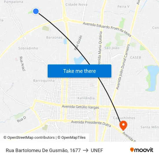Rua Bartolomeu De Gusmão, 1677 to UNEF map