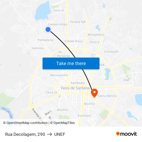 Rua Decolagem, 290 to UNEF map