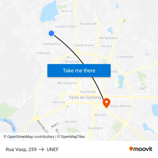 Rua Vasp, 259 to UNEF map
