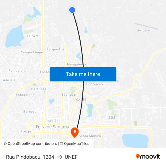 Rua Pindobacu, 1204 to UNEF map