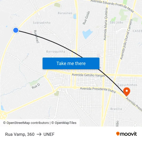 Rua Vamp, 360 to UNEF map