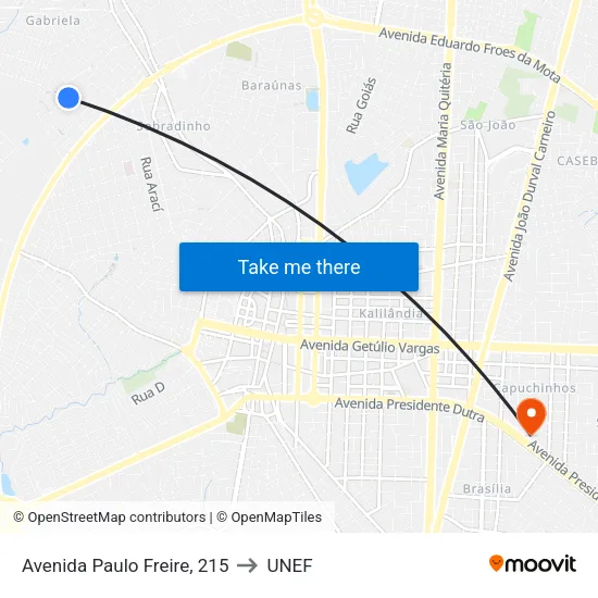 Avenida Paulo Freire, 215 to UNEF map