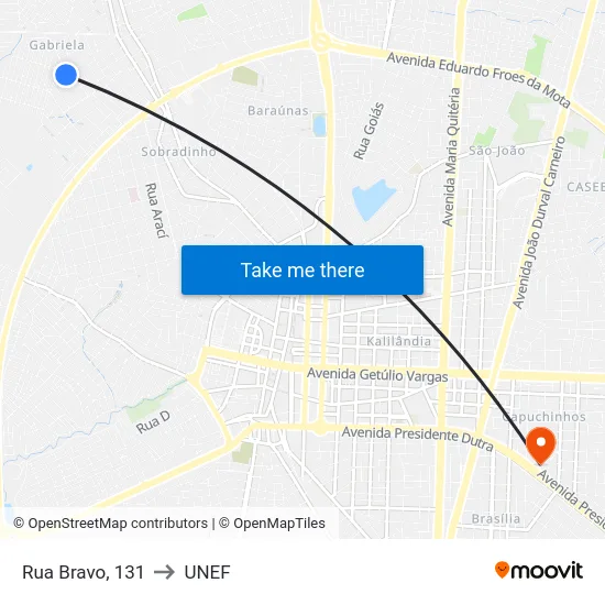 Rua Bravo, 131 to UNEF map