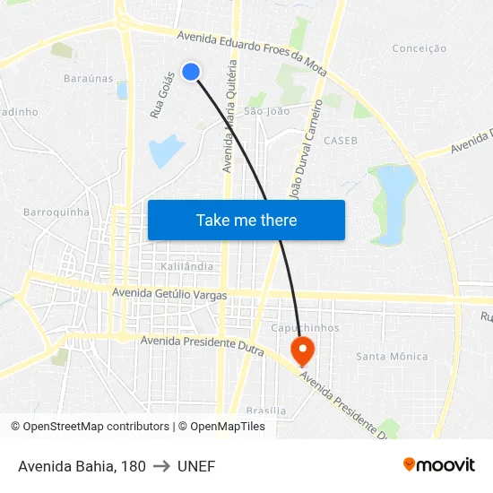 Avenida Bahia, 180 to UNEF map