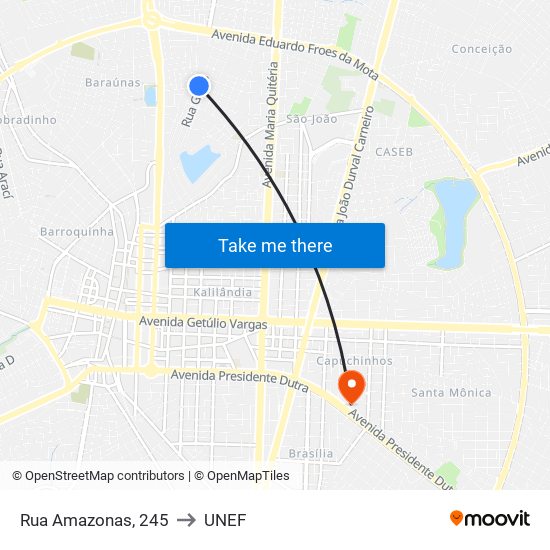 Rua Amazonas, 245 to UNEF map