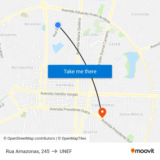 Rua Amazonas, 245 to UNEF map