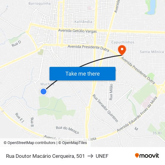 Rua Doutor Macário Cerqueira, 501 to UNEF map