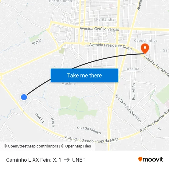 Caminho L XX Feira X, 1 to UNEF map